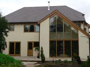 Staffs Blue clay roof tiles on a self build house in Bedworth